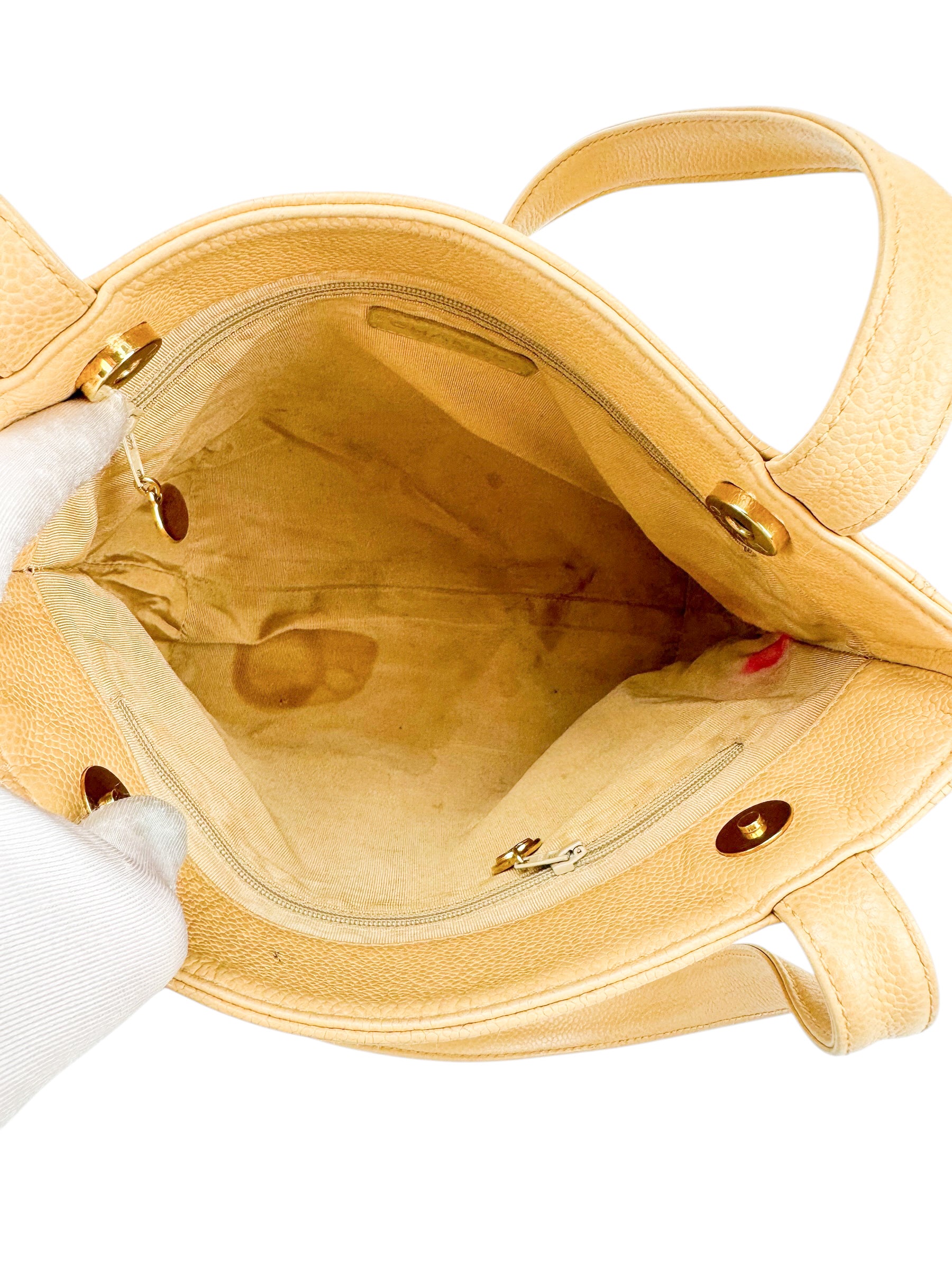 Chanel Vintage Beige Caviar Tote Bag