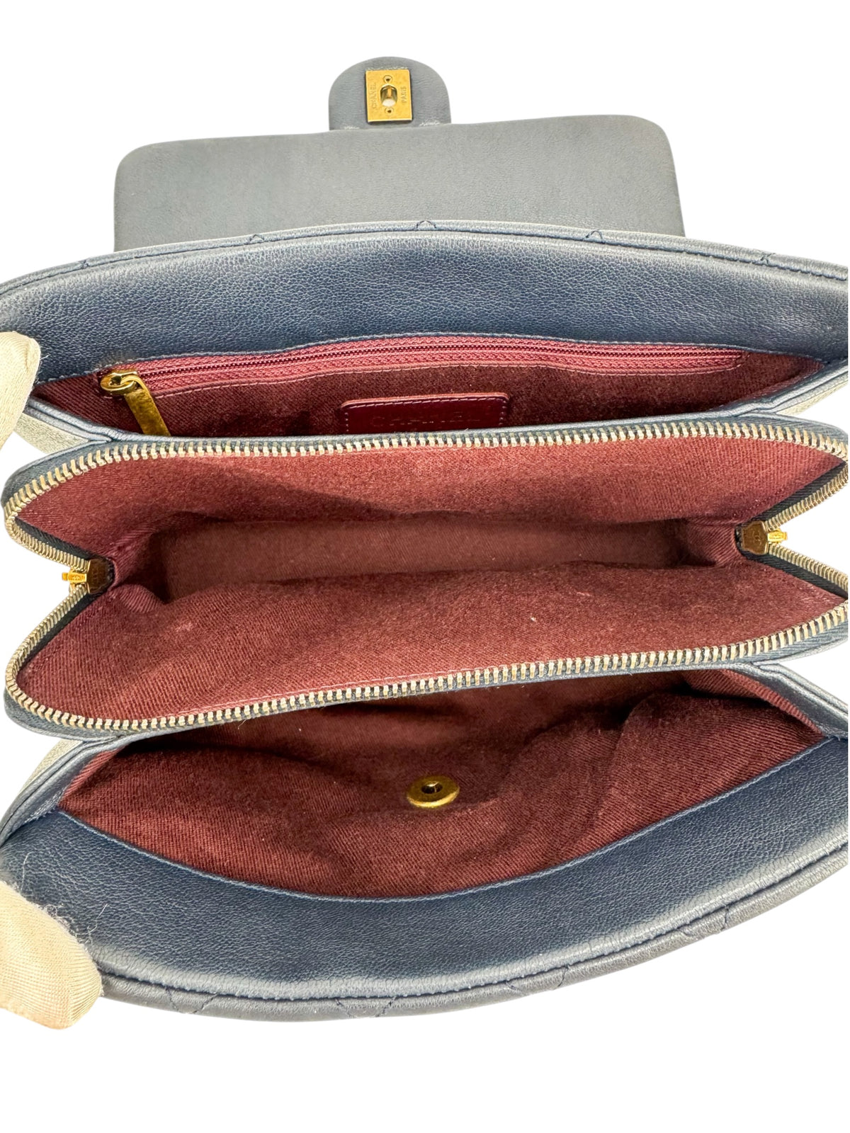 Chanel Navy Paris-Rome Trapezio Flap bag