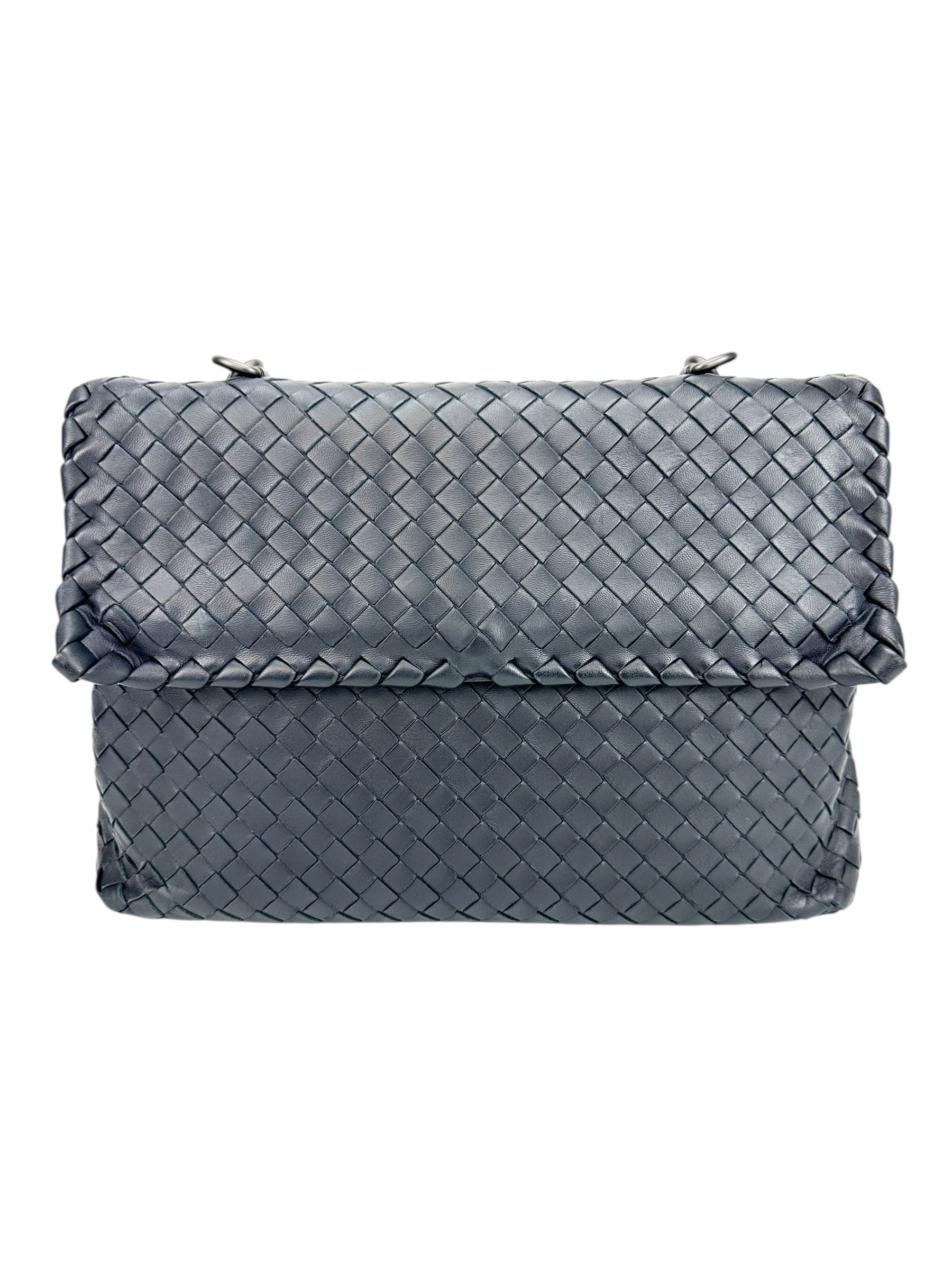 Bottega Veneta Navy Intrecciato Olympia Bag