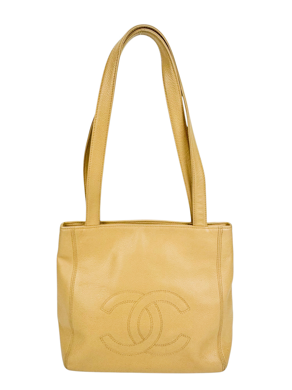 Chanel Vintage Beige Caviar Tote Bag