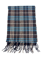 Burberry Brown and Blue Plaid Cashmere Scarf