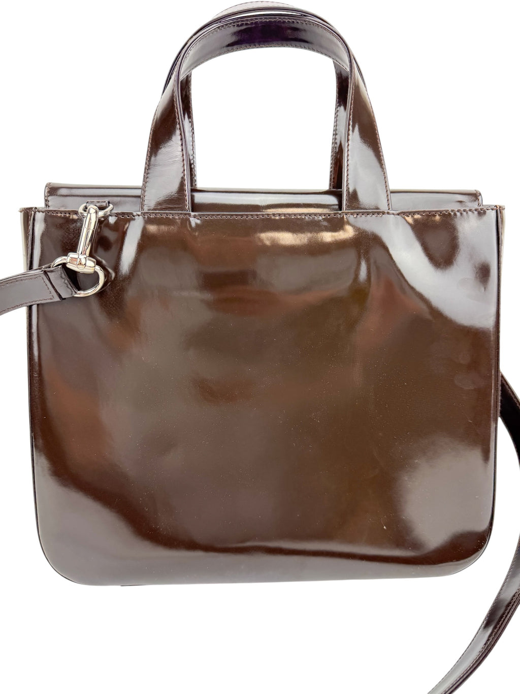 Gucci Brown Patent Interlocking GG Bag