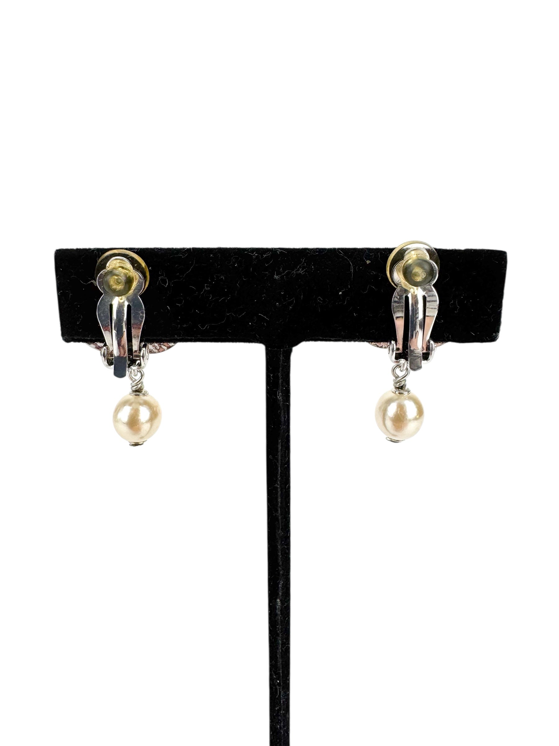 Chanel Faux Pearl Clip On Earrings