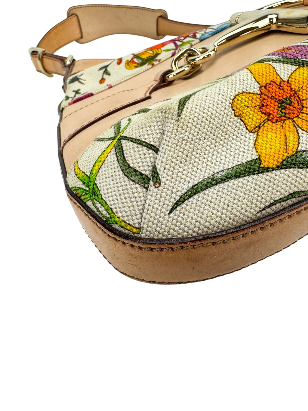 Gucci Floral Horsebit Shoulder Bag