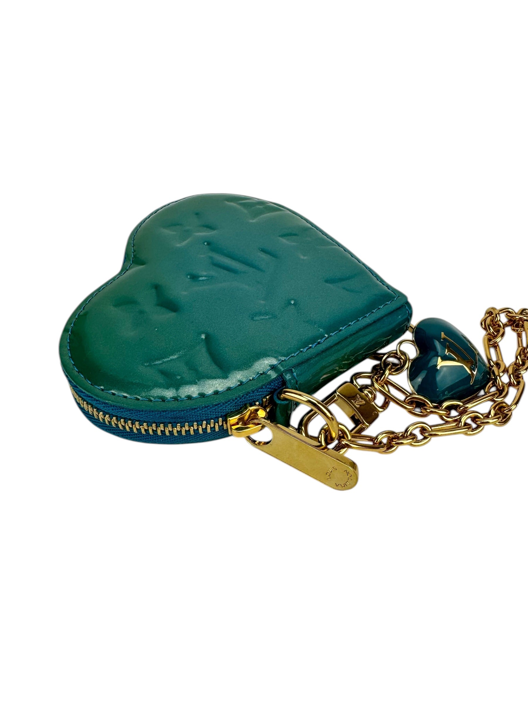 Louis Vuitton Blue Vernis Heart Coin Key Case