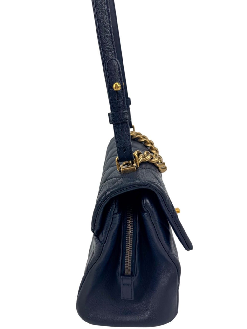 Chanel Navy Paris-Rome Trapezio Flap bag