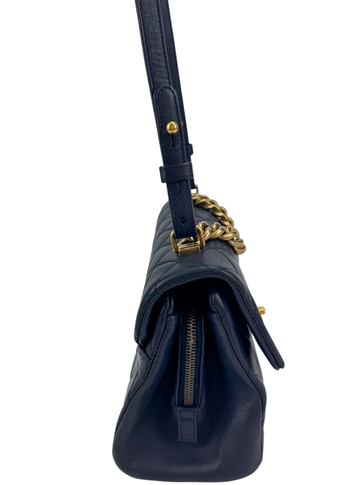 Chanel Navy Paris-Rome Trapezio Flap bag