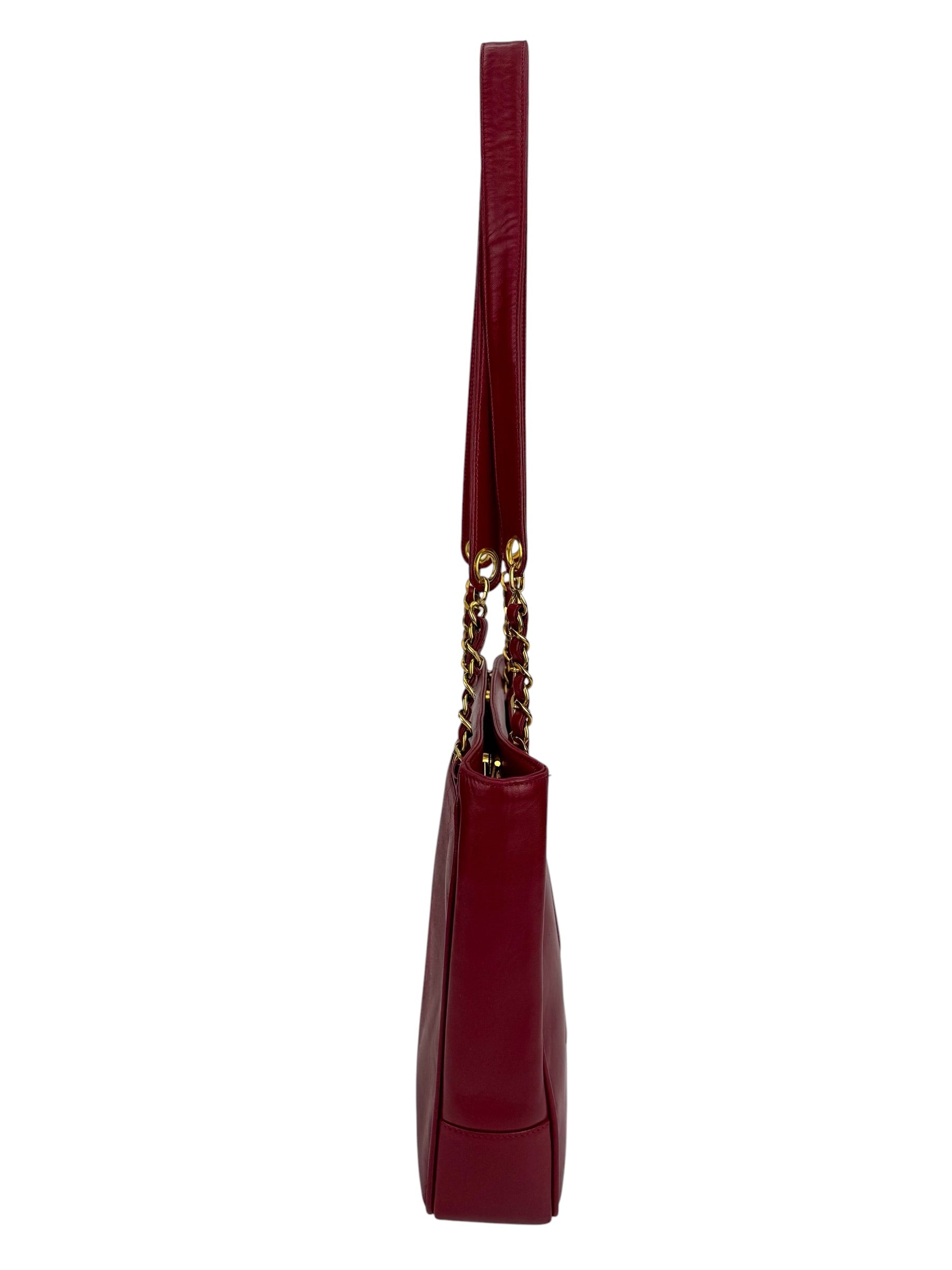 Chanel Red Lambskin Timeless Tote