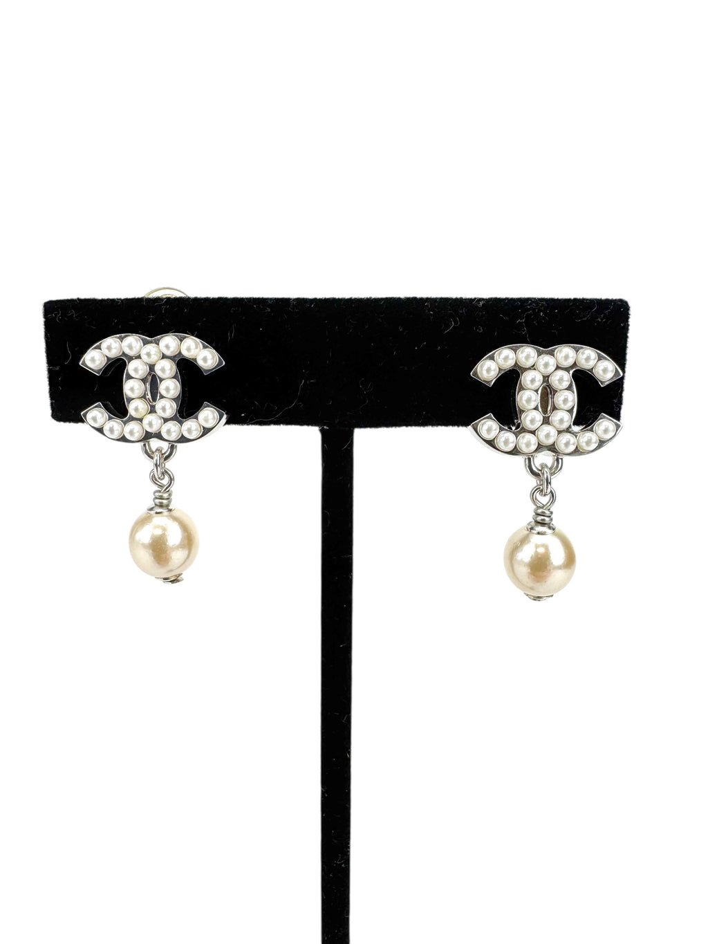 Chanel Faux Pearl Clip On Earrings