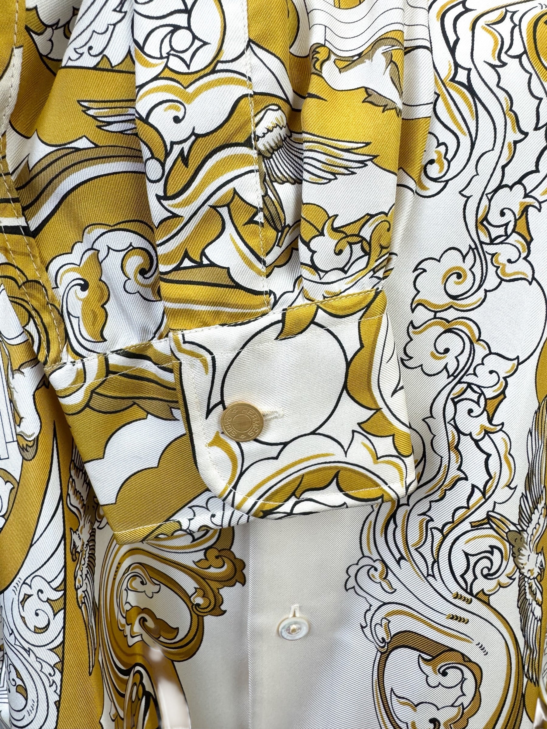 Hermès Silk Animals of the Sun Print Blouse Men's Size 40