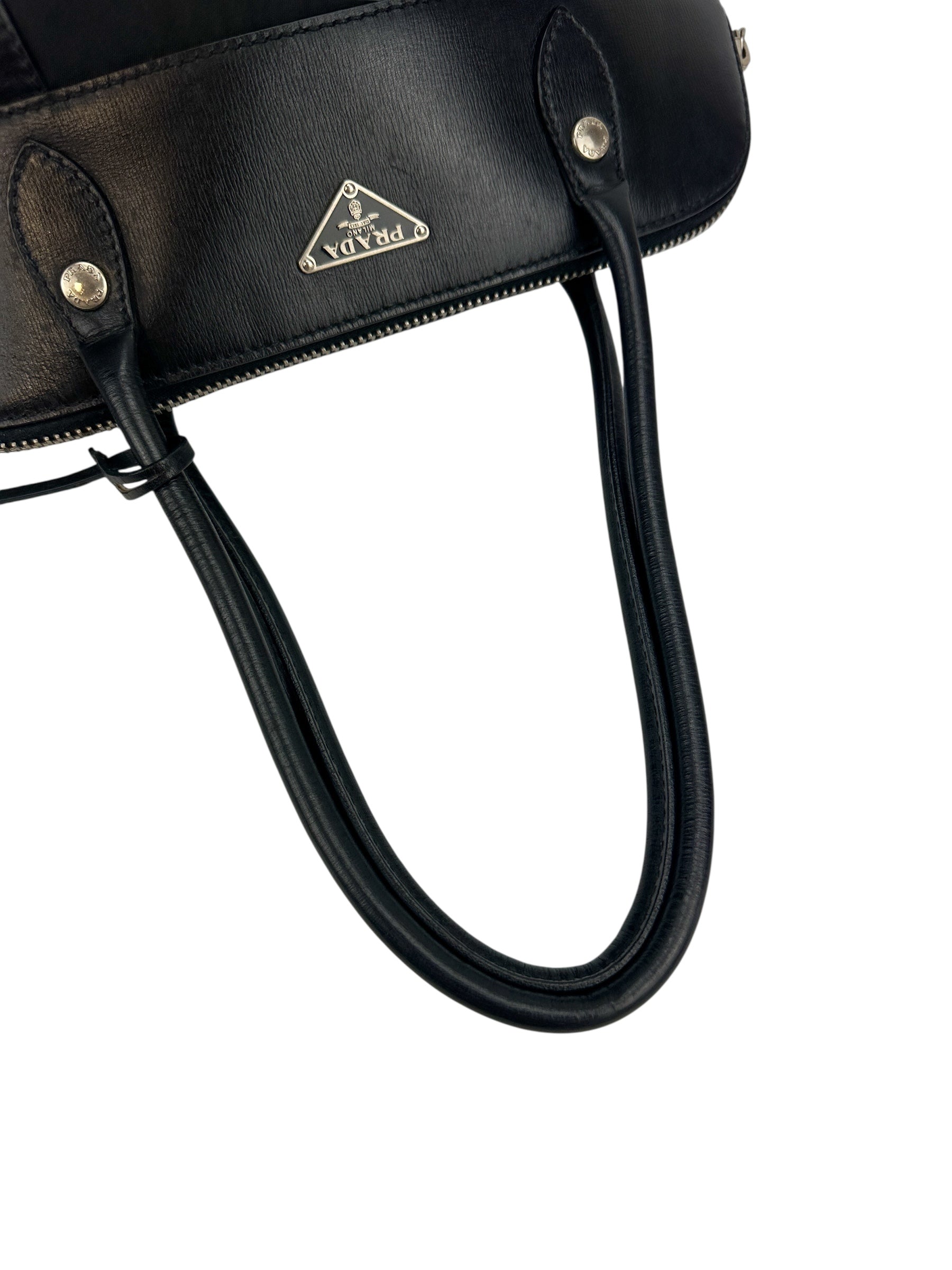 Prada Black Nylon and Leather Shoulder Bag
