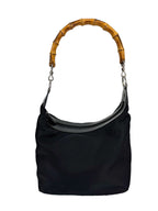 Gucci Black Nylon Bamboo Shoulder Bag