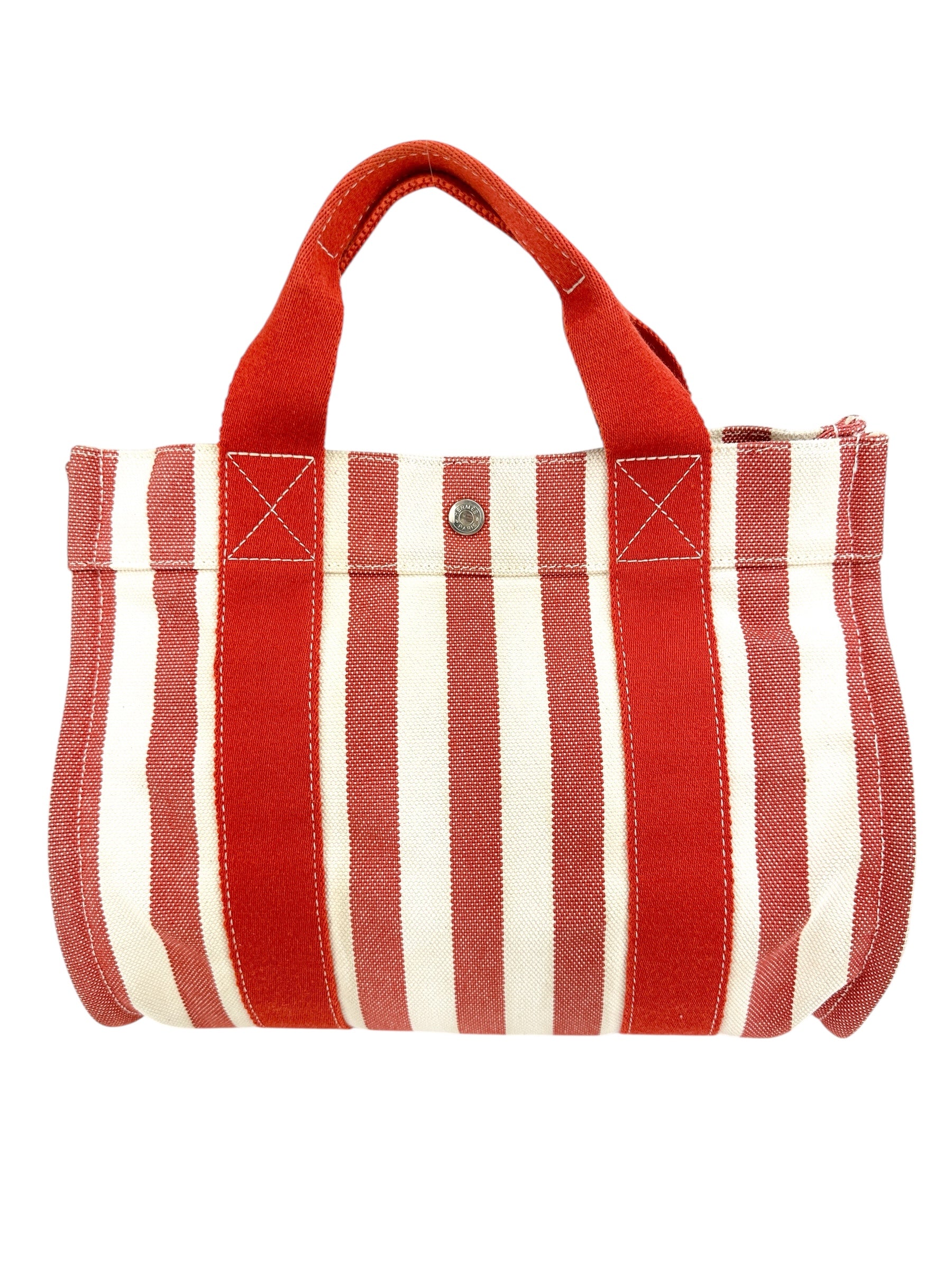Hermès Red/Cream Stripe Cannes PM Tote