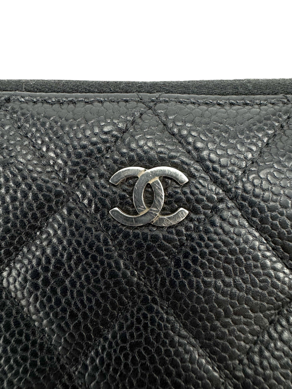 Chanel Black Quilted Caviar Zip Around Wallet