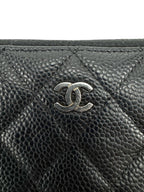 Chanel Black Quilted Caviar Zip Around Wallet