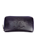 Chanel Purple Caviar Zip Around Wallet