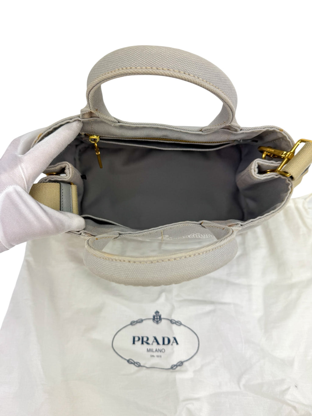 Prada Small Gray Canapa Tote