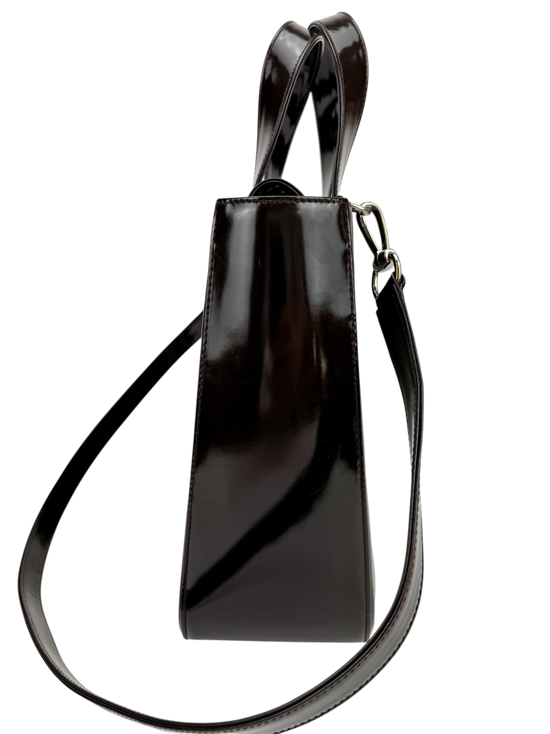 Gucci Brown Patent Interlocking GG Bag