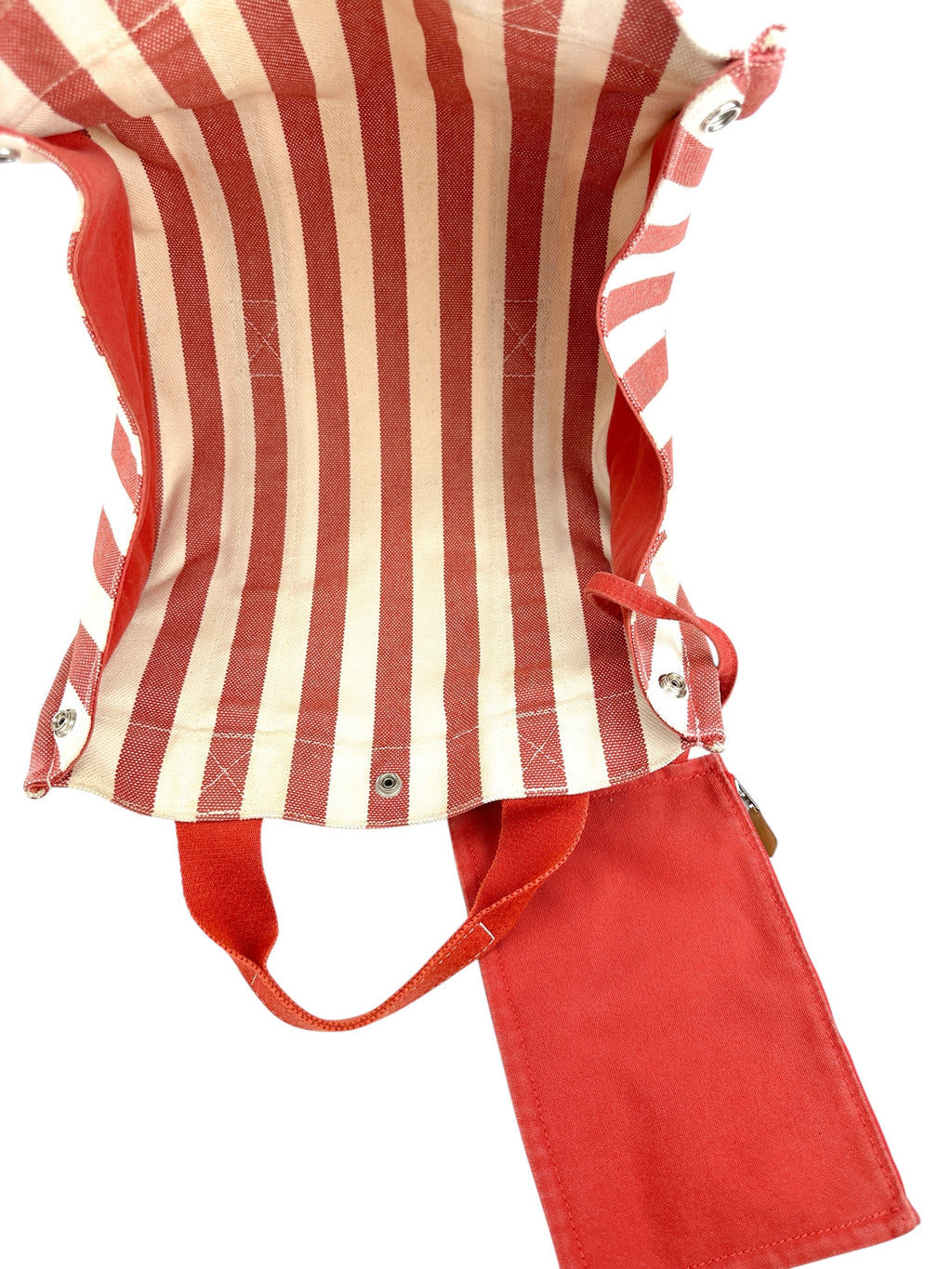 Hermès Red/Cream Stripe Cannes PM Tote