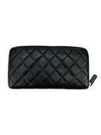 Chanel Black Quilted Caviar Zip Around Wallet