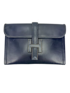 Hermès Vintage Navy Box Calf Jige Clutch PM