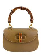 Gucci Vintage Medium Brown Leather 1947 Bamboo Bag