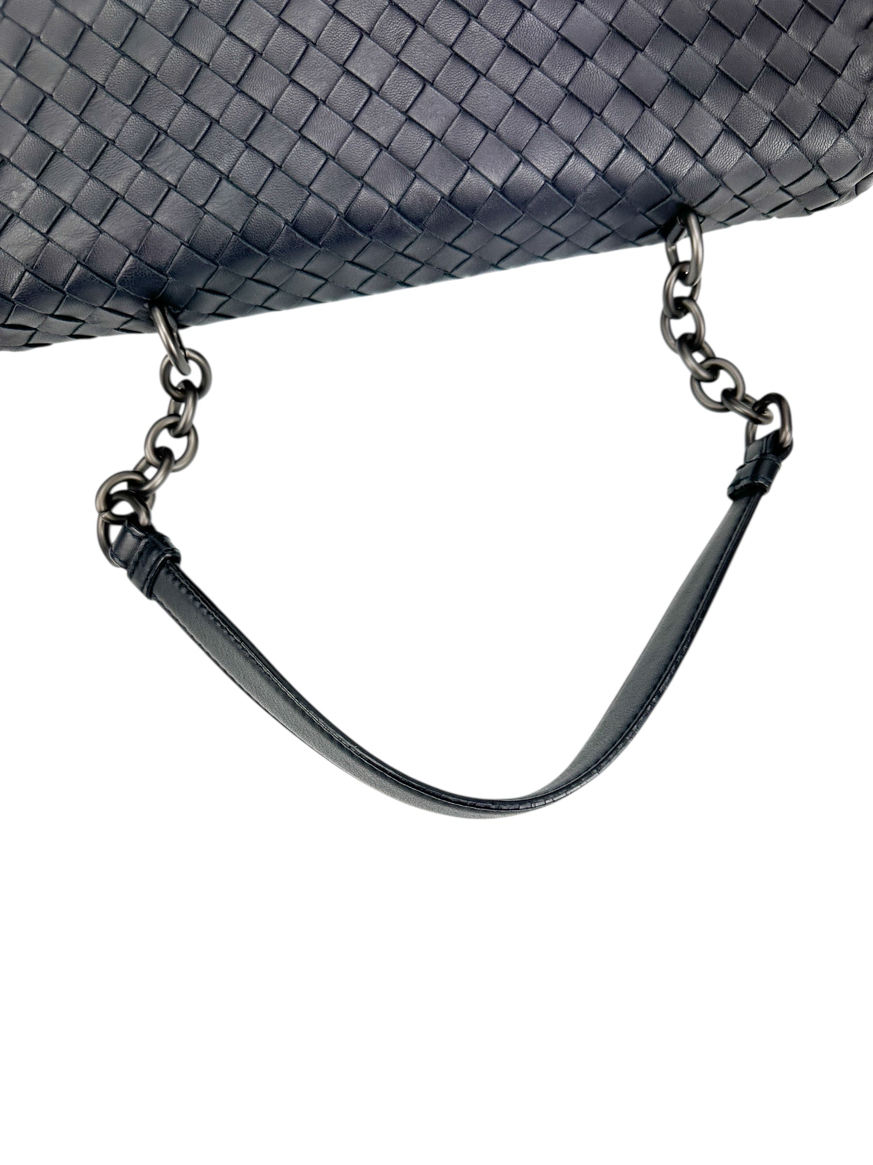 Bottega Veneta Navy Intrecciato Olympia Bag
