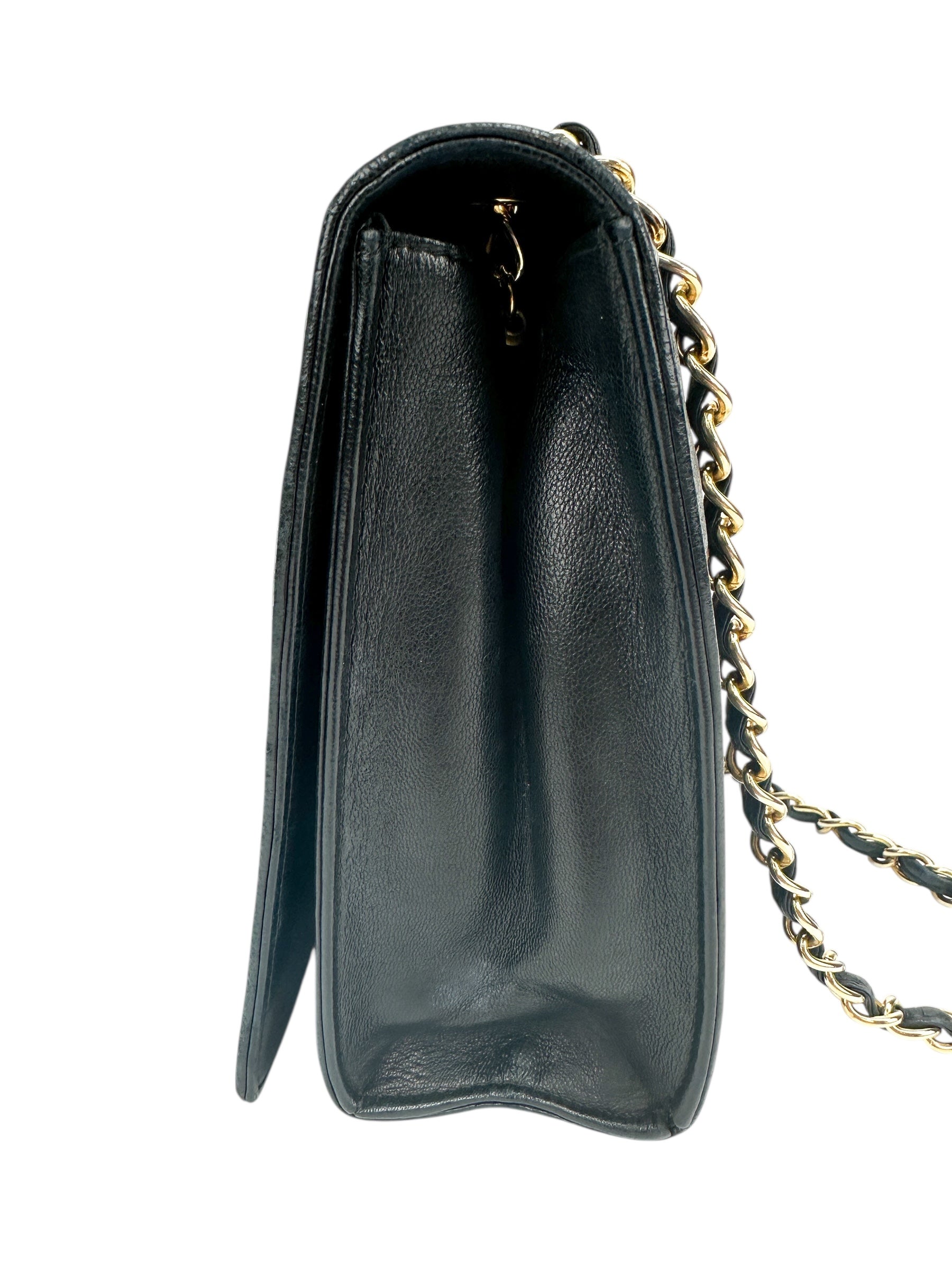 Chanel Vintage Black Quilted Lambskin Full Flap Bag