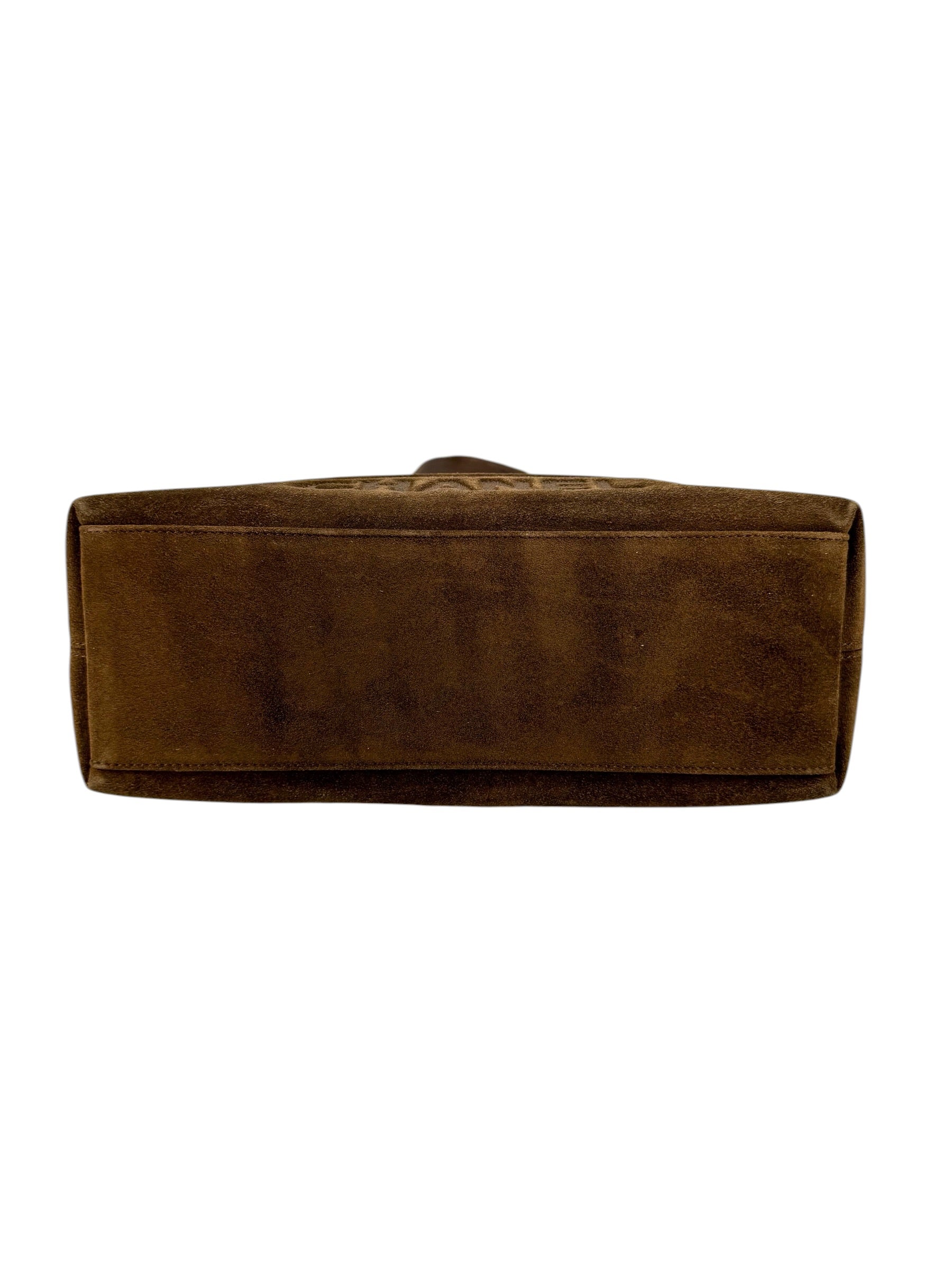 Chanel Vintage Brown Suede Shoulder Tote Bag