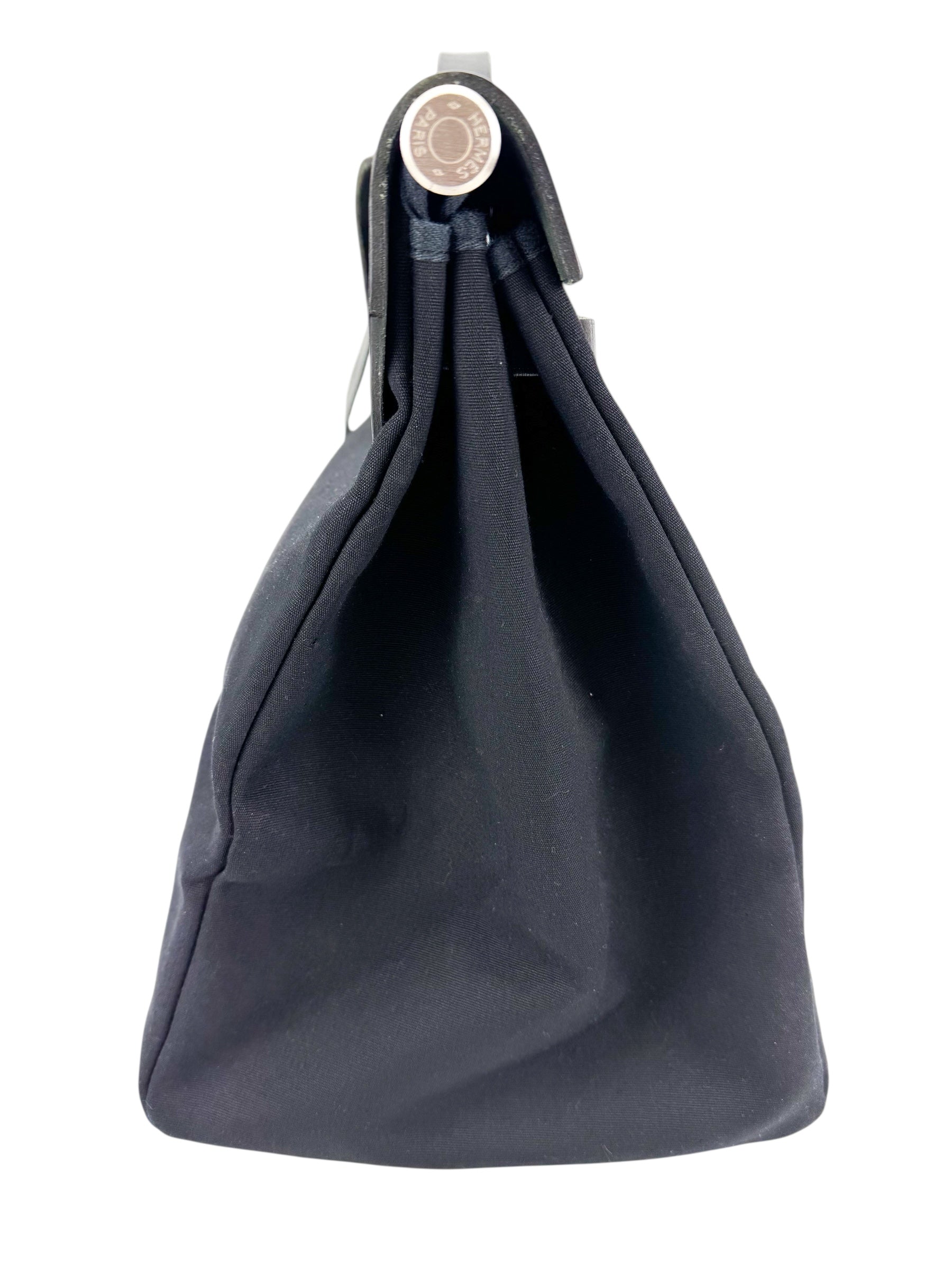 Hermès Black Toile and Leather XL Herbag W/ Spare Bag