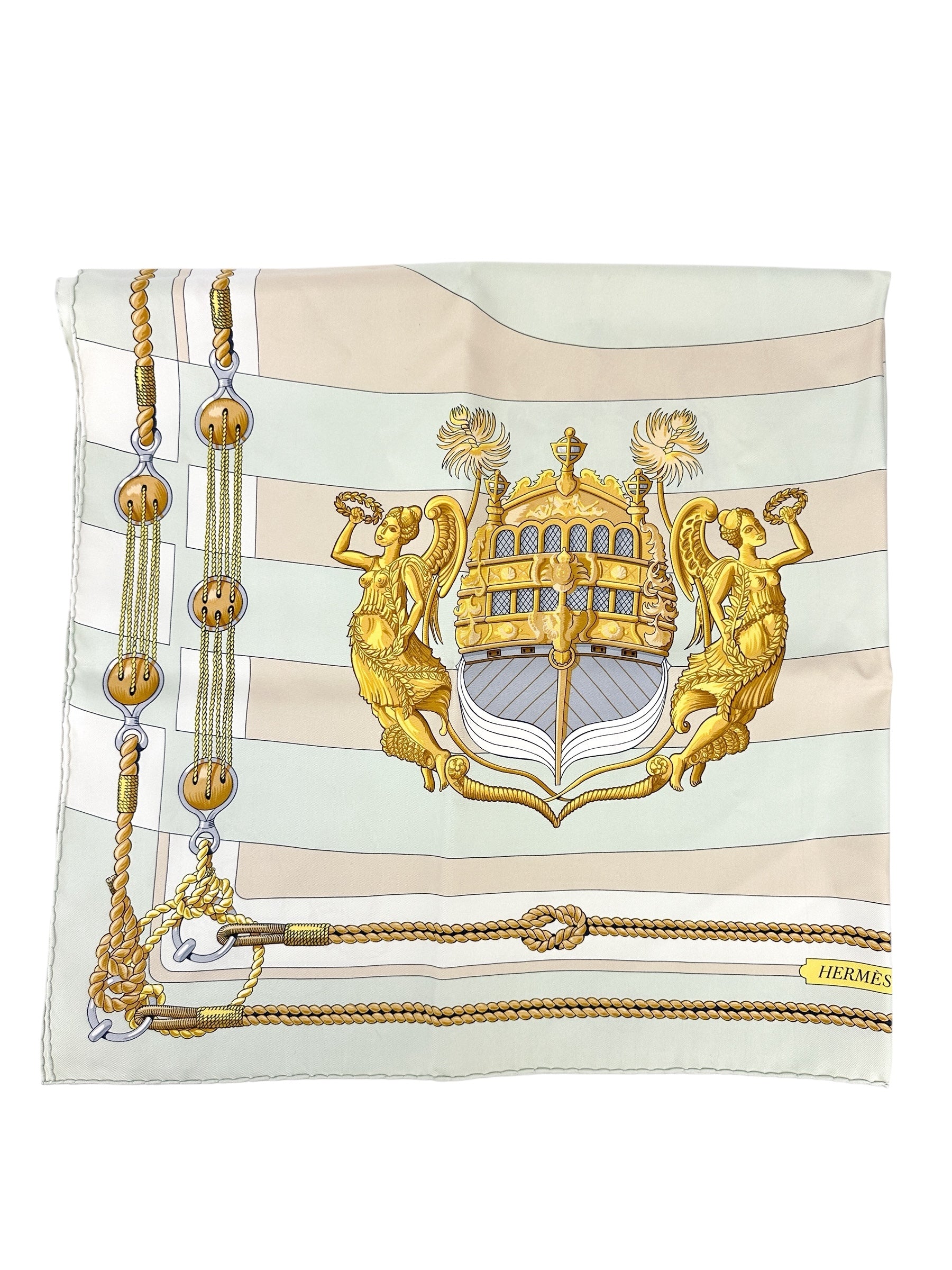 Hermes Chateaux D'Arriere Light Green 90cm Scarf
