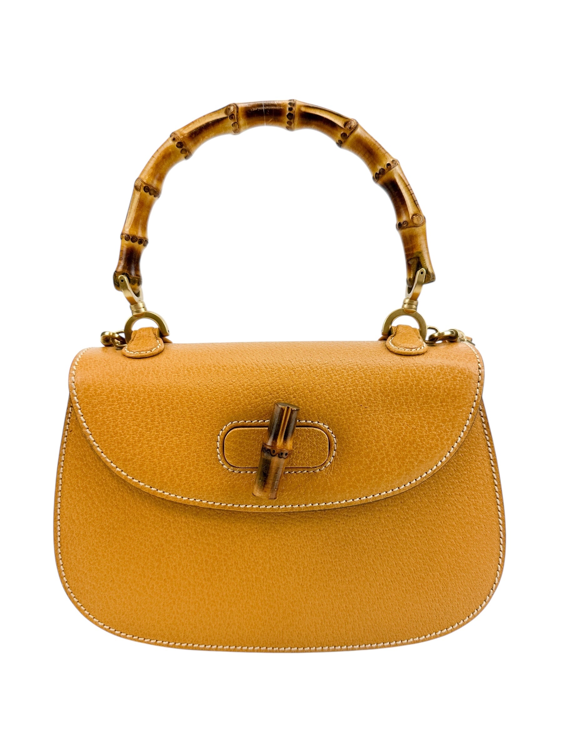 Gucci Small Beige Leather 1947 Bamboo Bag