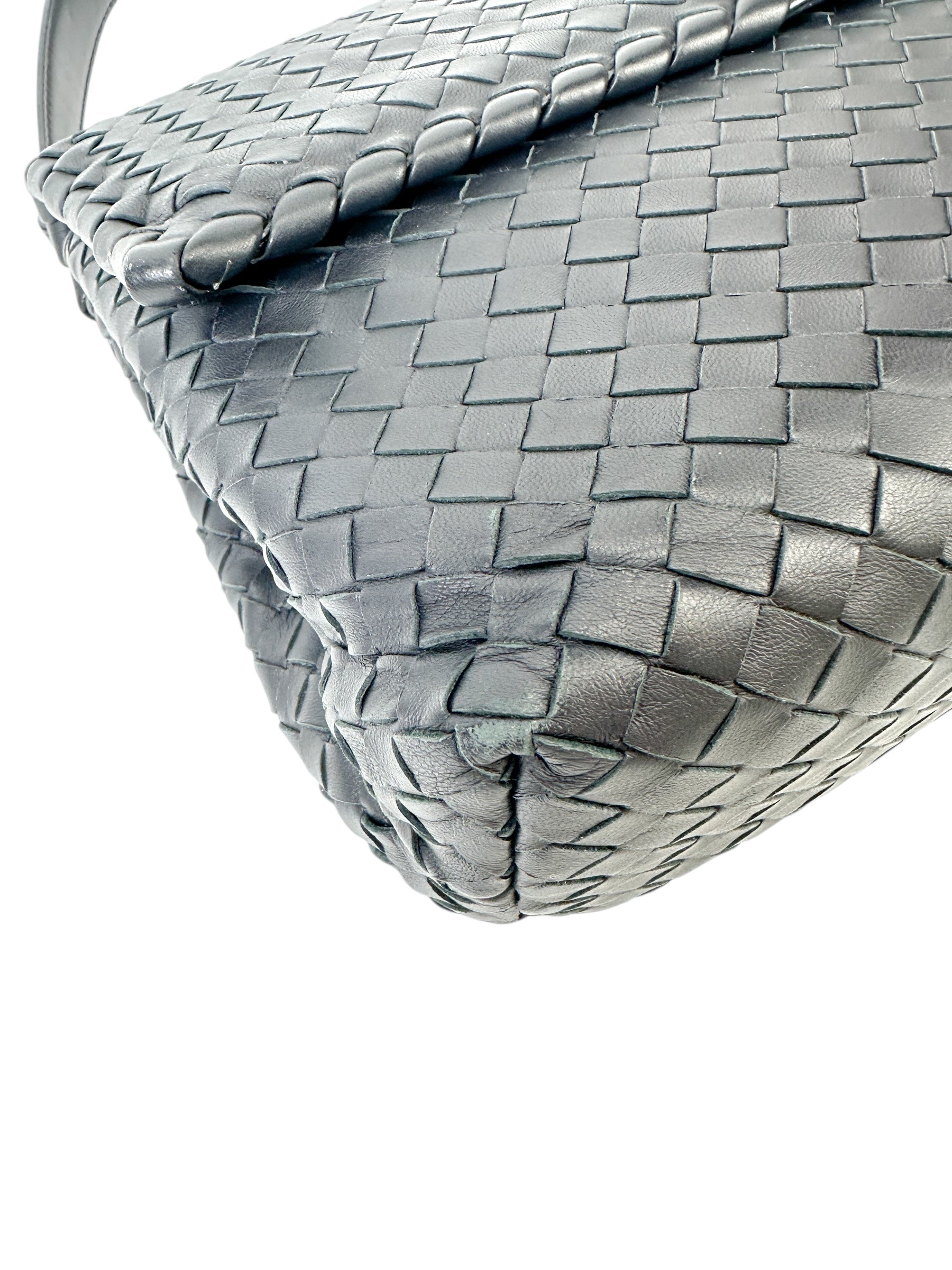 Bottega Veneta Navy Intrecciato Olympia Bag