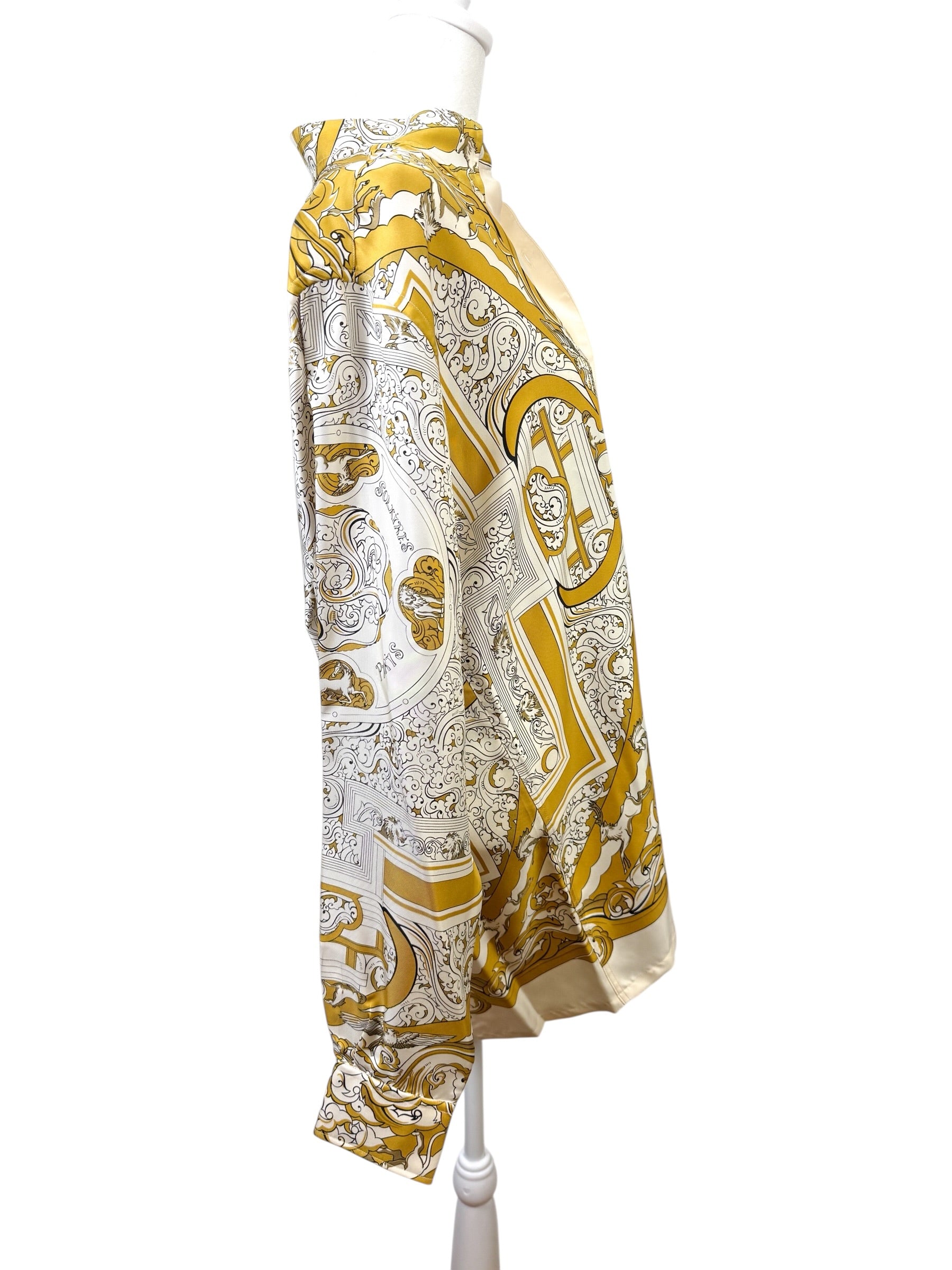 Hermès Silk Animals of the Sun Print Blouse Men's Size 40