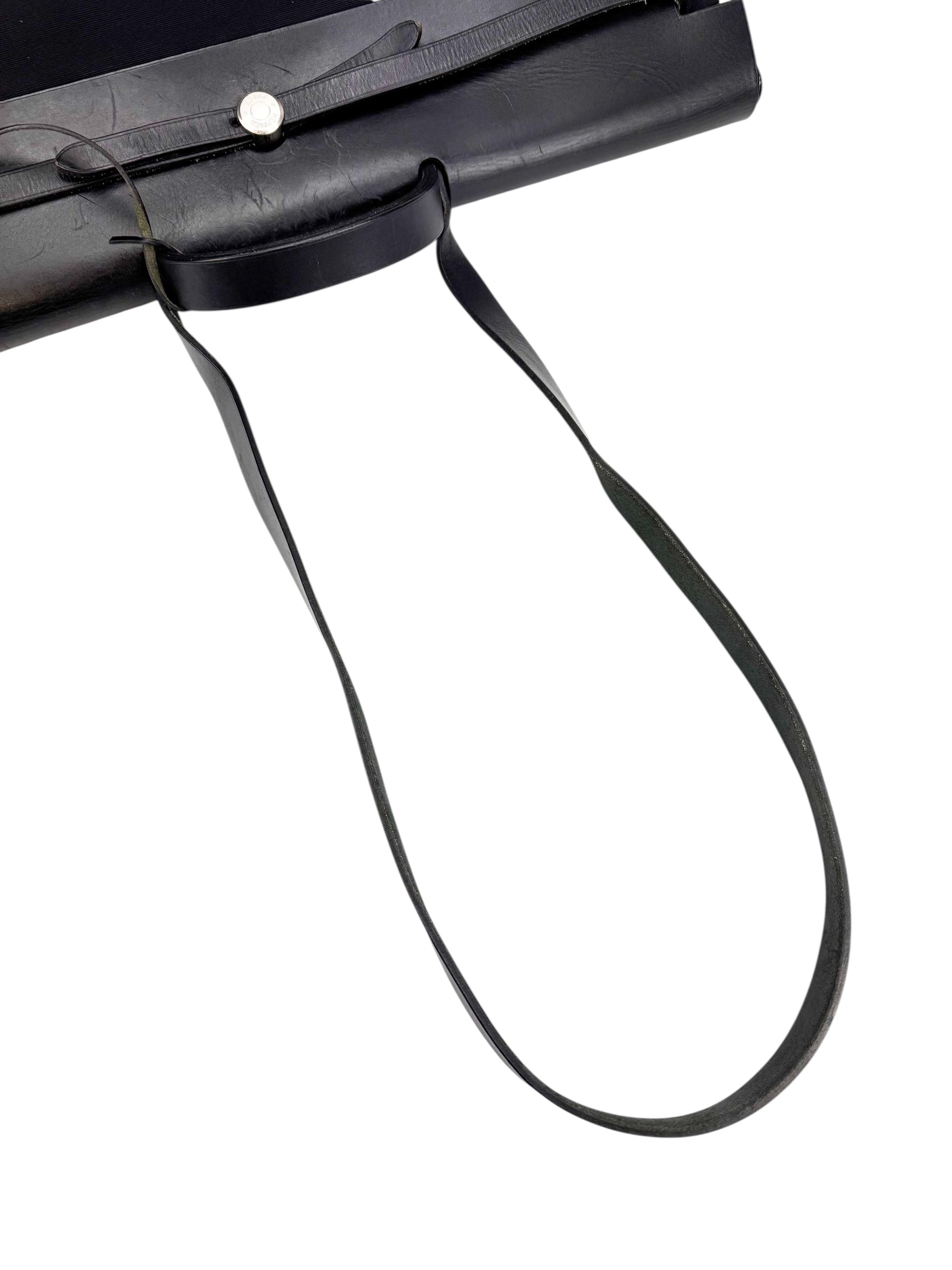 Hermès Black Toile and Leather XL Herbag W/ Spare Bag