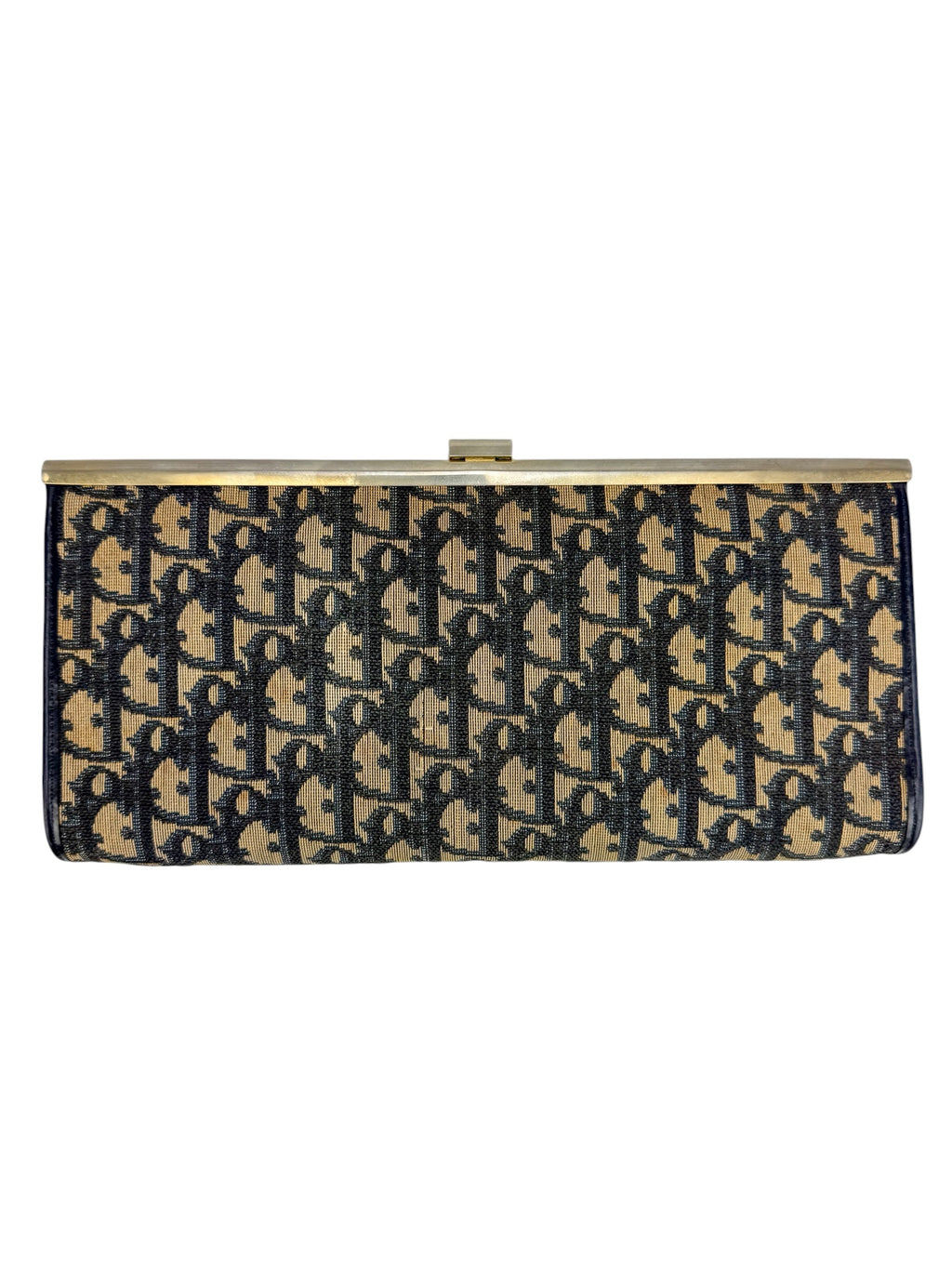 Christian Dior Vintage Blue Oblique French Lock Clutch