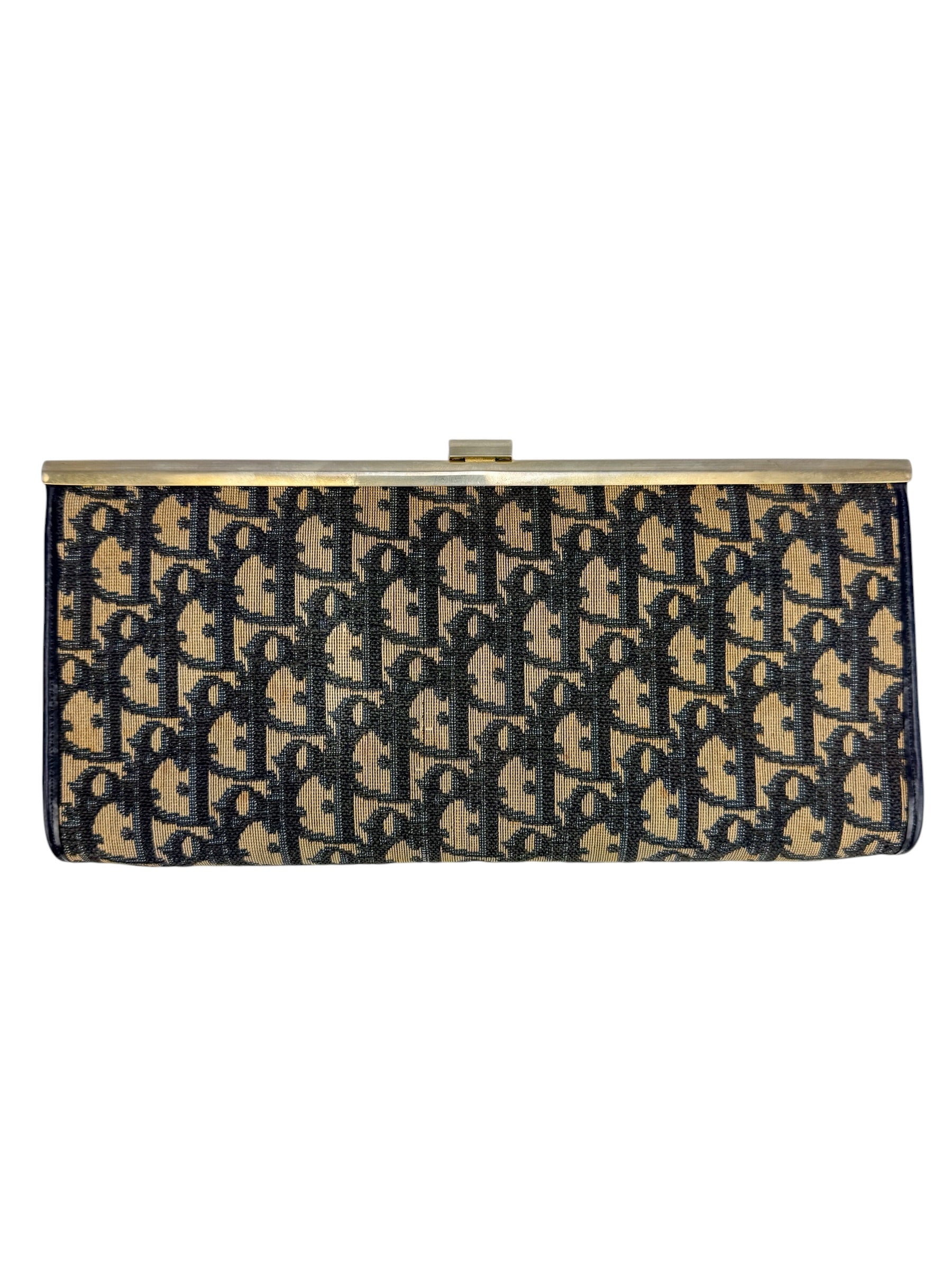 Christian Dior Vintage Blue Oblique French Lock Clutch