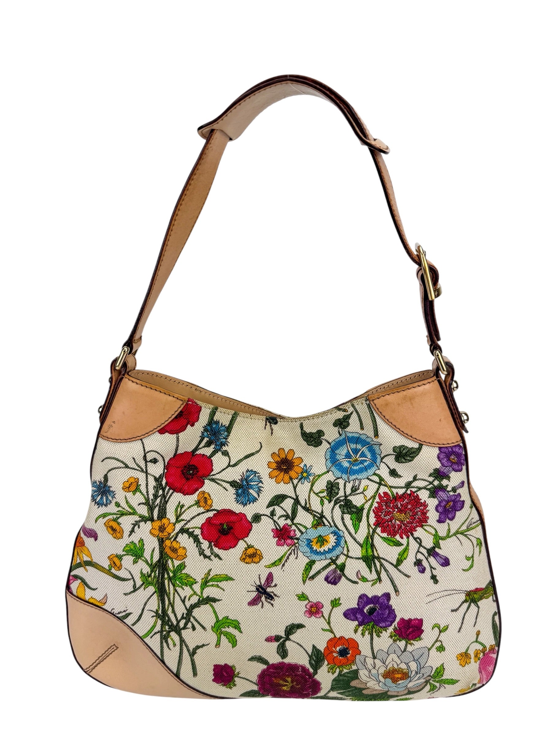 Gucci Floral Horsebit Shoulder Bag