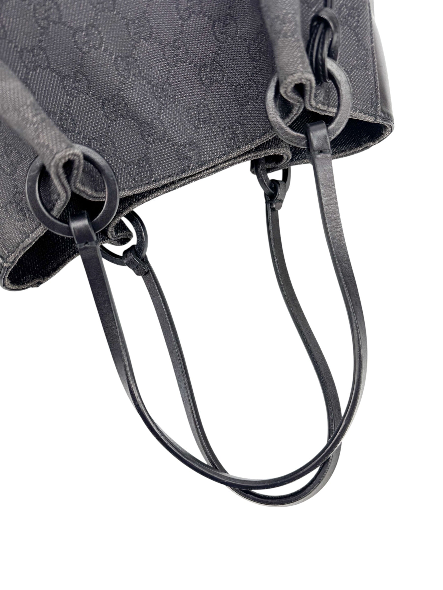 Gucci Black GG Canvas & Leather Shoulder Bag