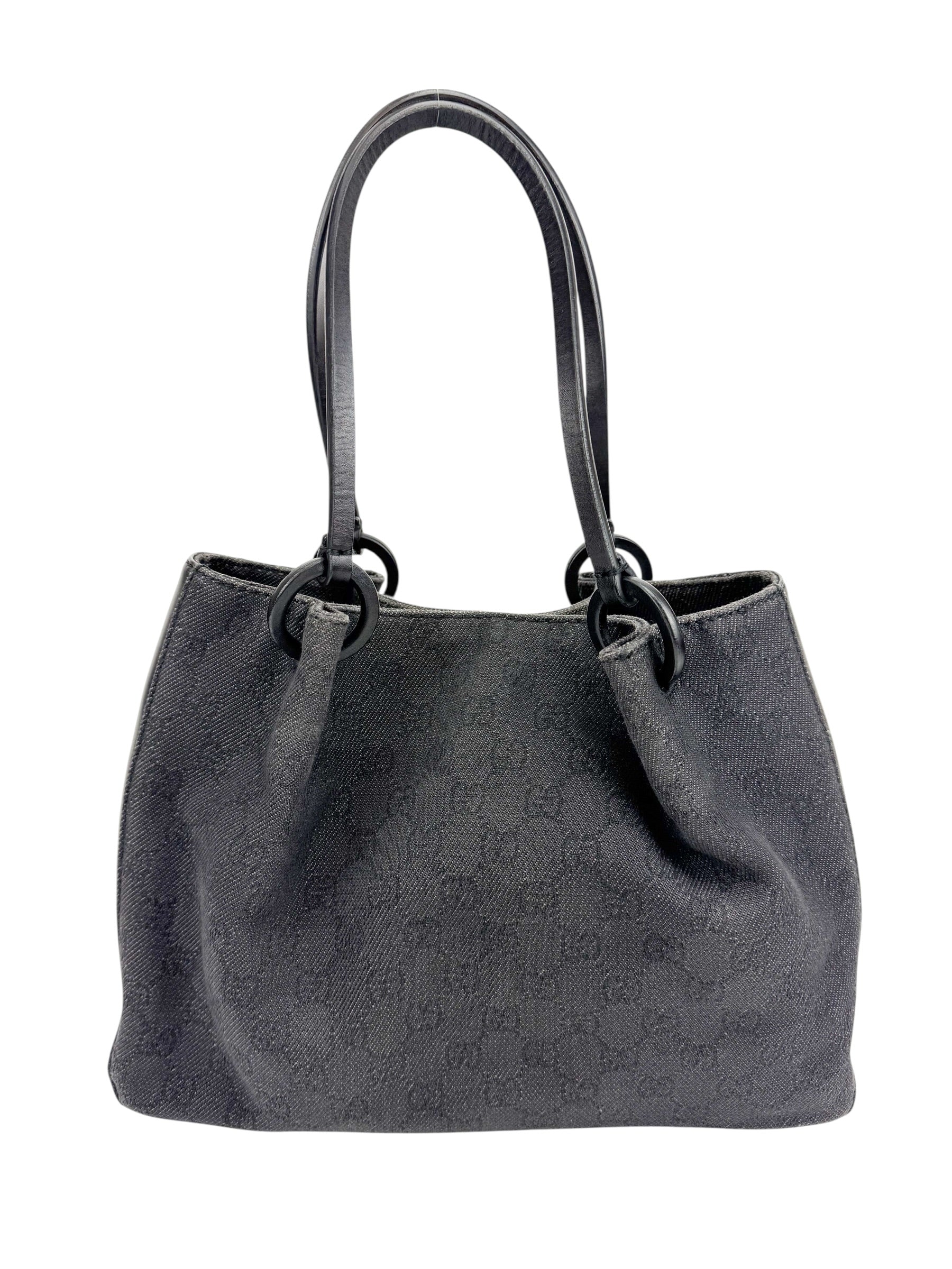 Gucci Black GG Canvas & Leather Shoulder Bag