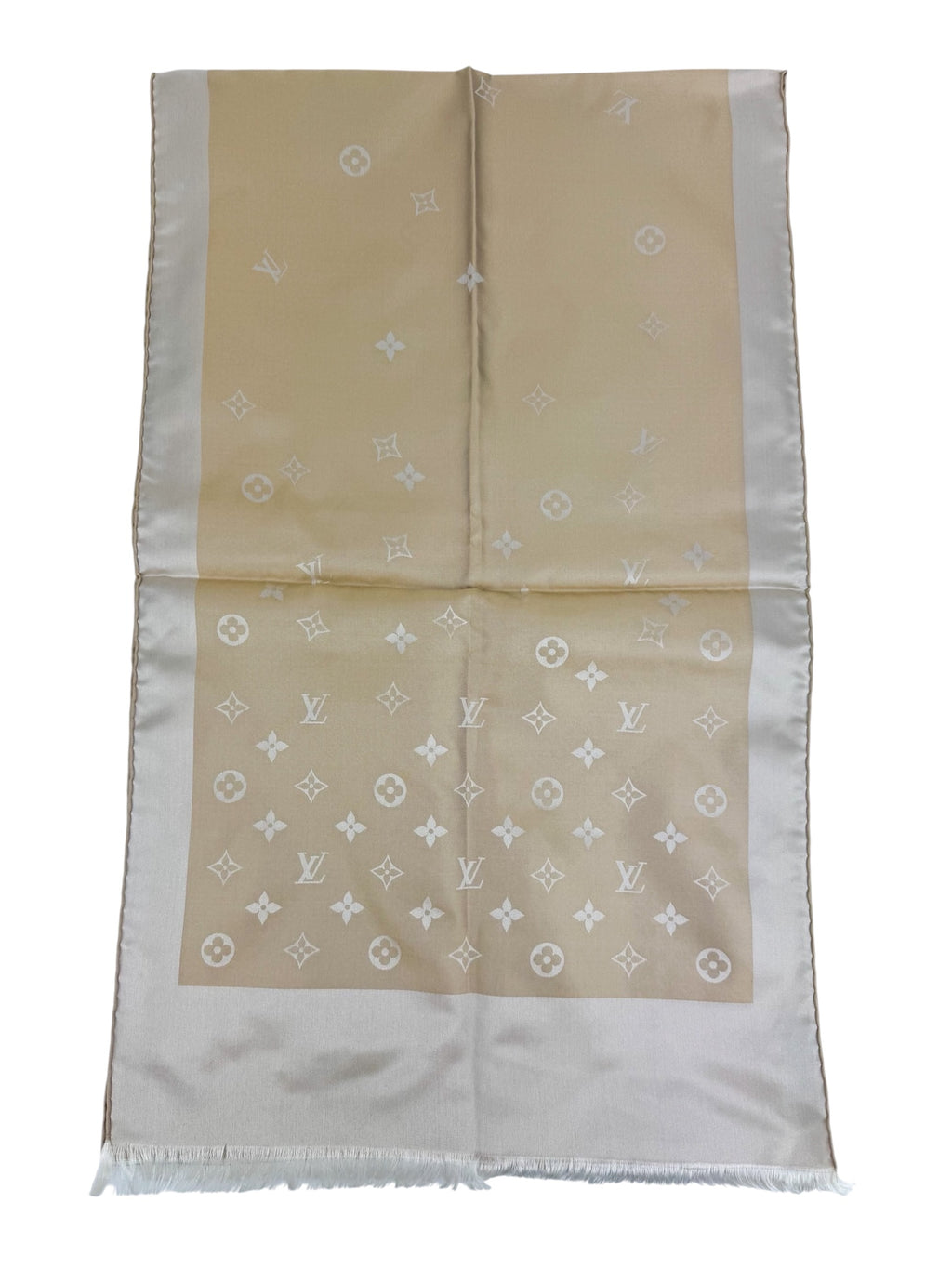 Louis Vuitton Beige Logo Silk Scarf