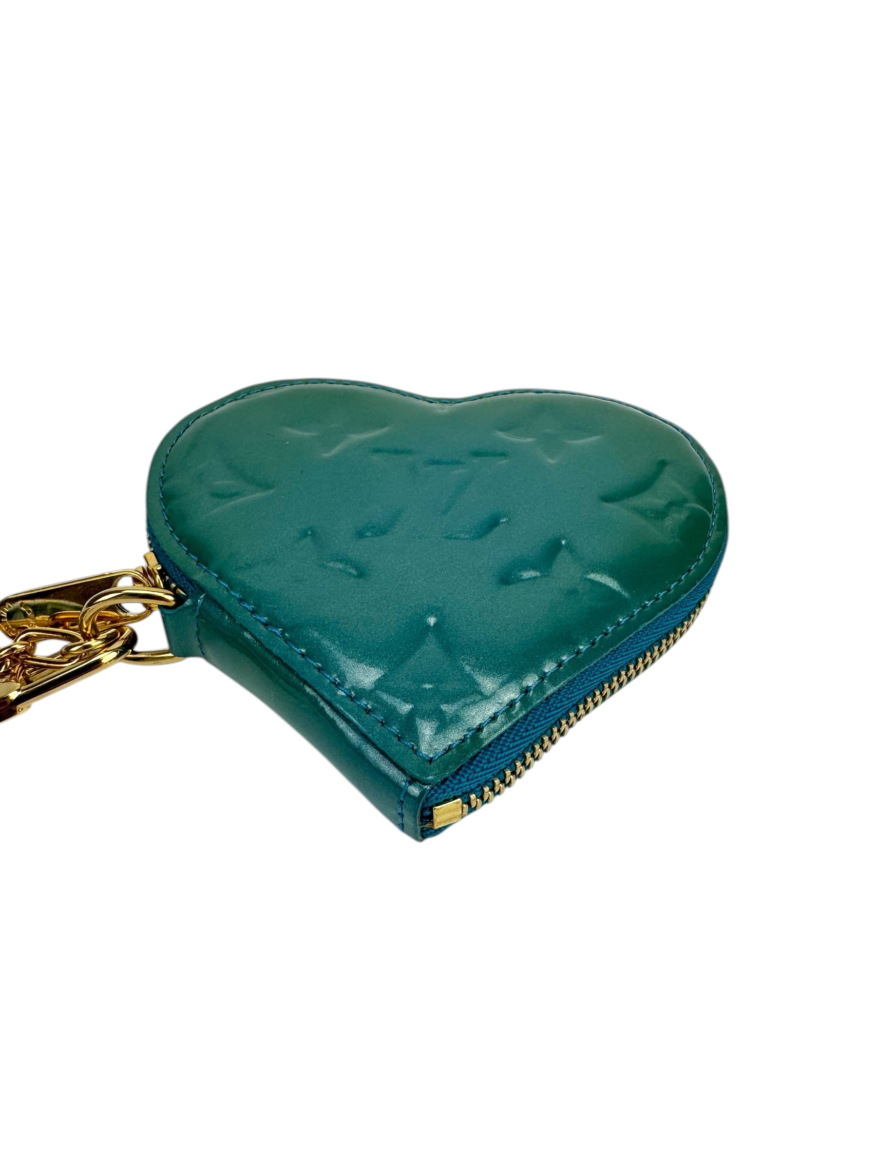 Louis Vuitton Blue Vernis Heart Coin Key Case