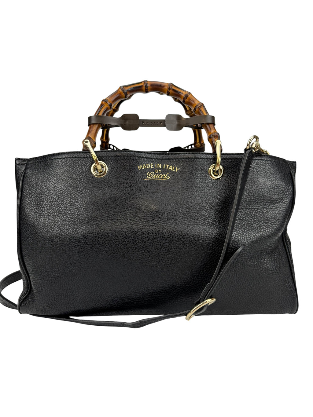 Gucci Black Medium Bamboo Shopper Tote