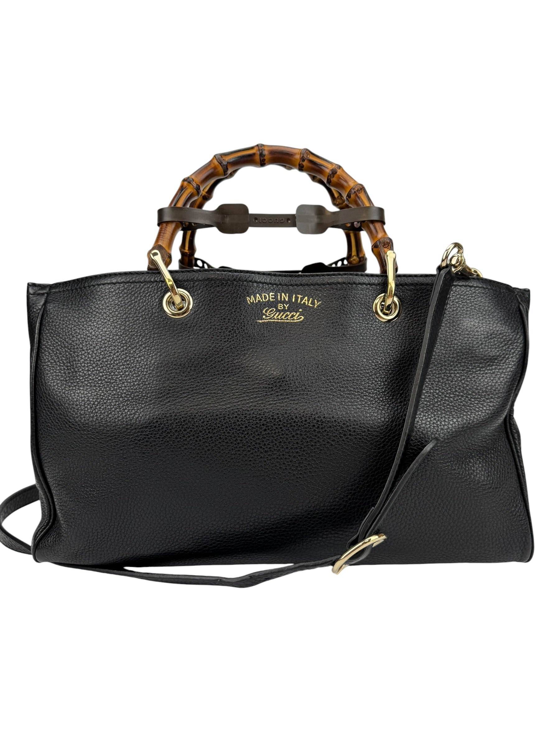 Gucci Black Medium Bamboo Shopper Tote