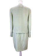Chanel Green Tweed Jacket and Skirt Suit Size 42