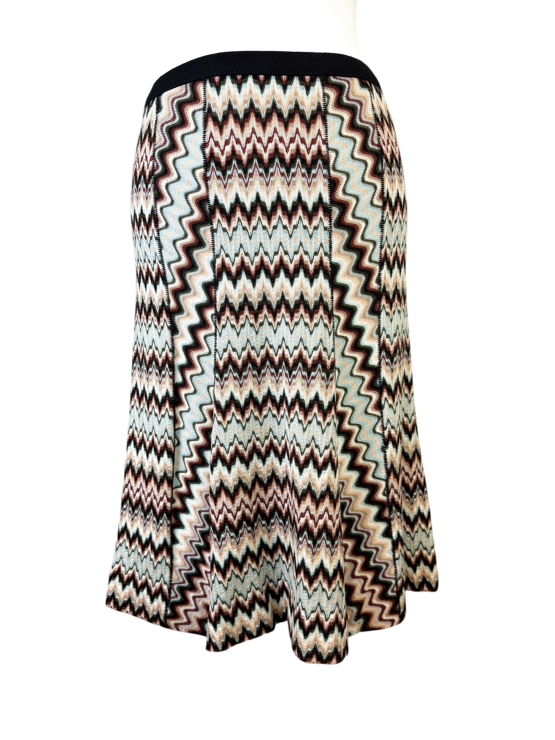 Missoni Blue/Brown Zig Zag Skirt Size 42