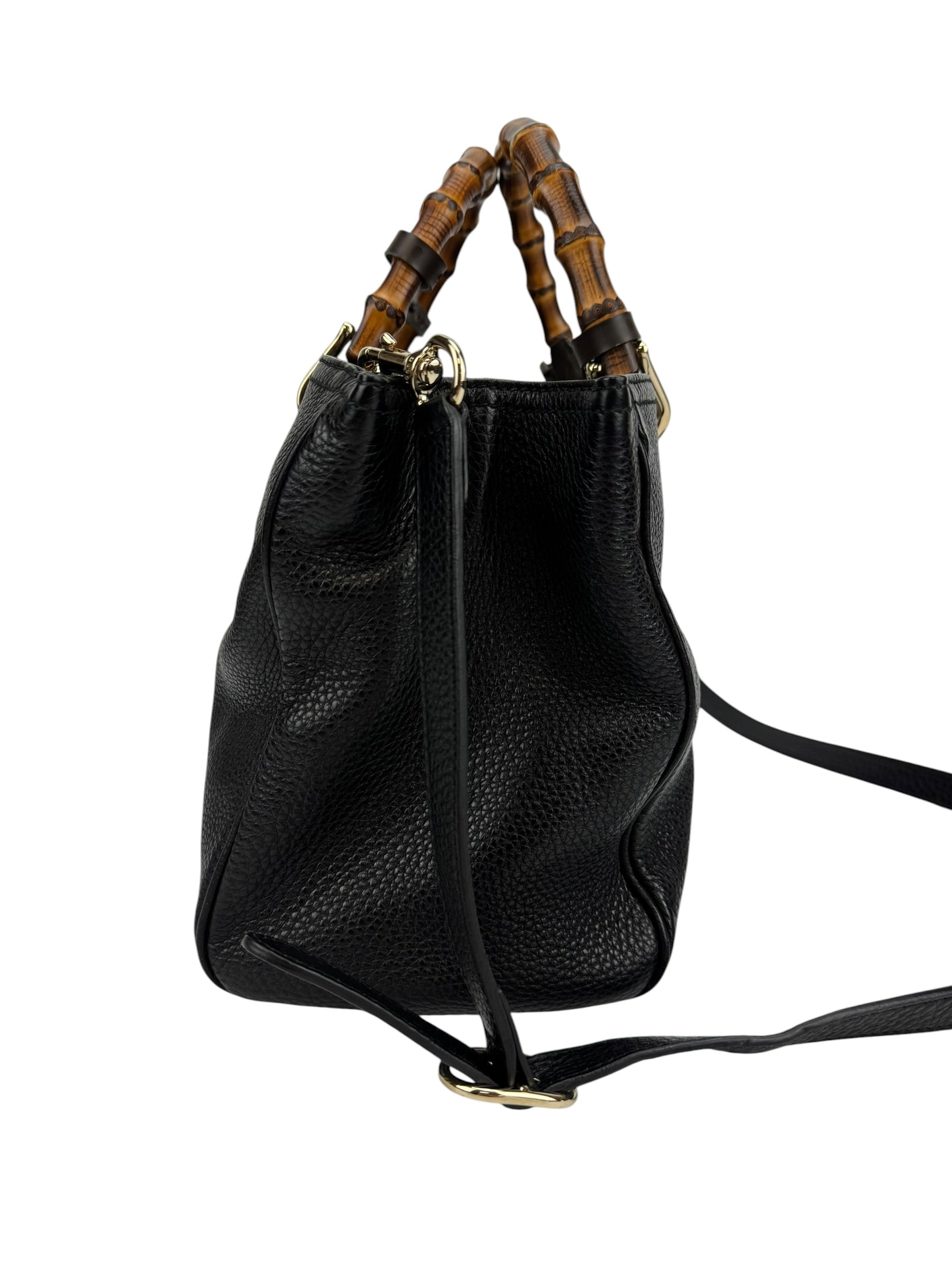Gucci Black Medium Bamboo Shopper Tote