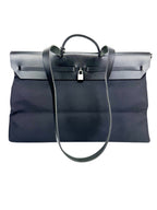 Hermès Black Toile and Leather XL Herbag W/ Spare Bag