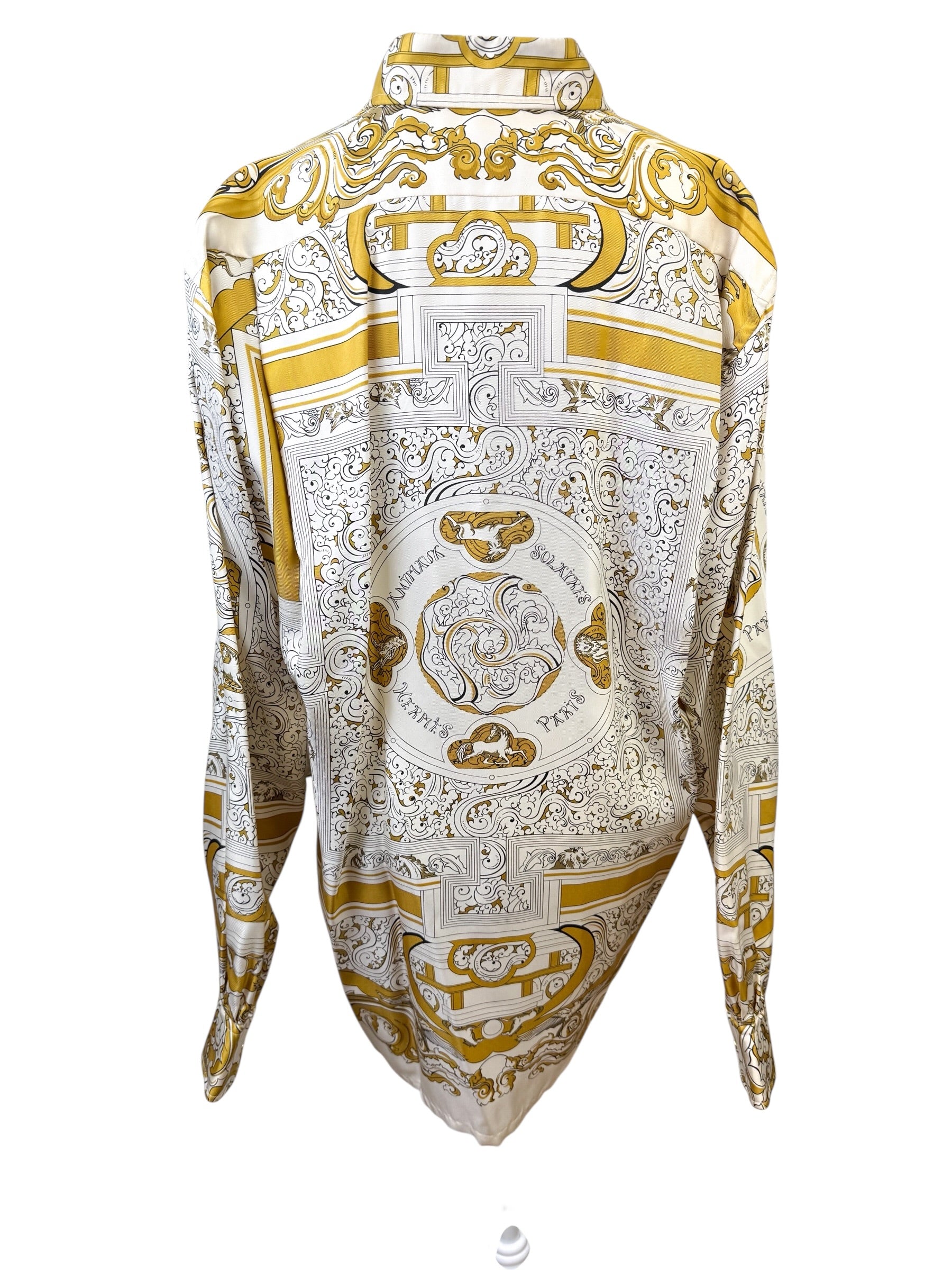 Hermès Silk Animals of the Sun Print Blouse Men's Size 40