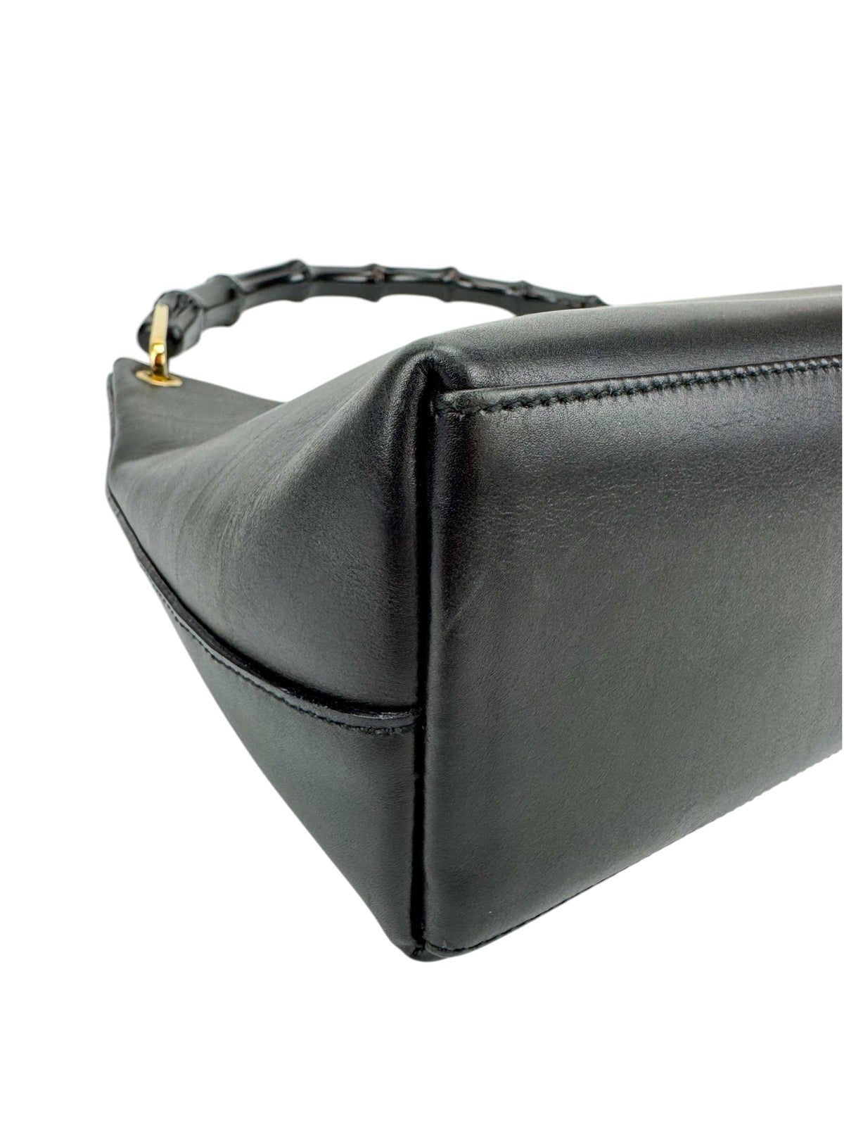 Gucci Black Leather Bamboo Bag